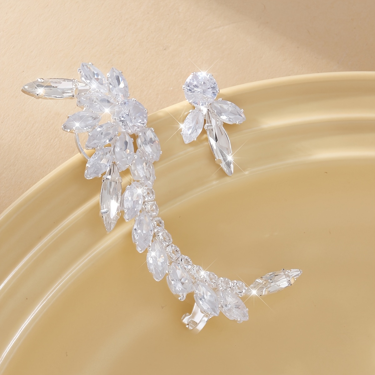2pcs Glass Crystal Zirconia Earrings, Elf Princess Theme